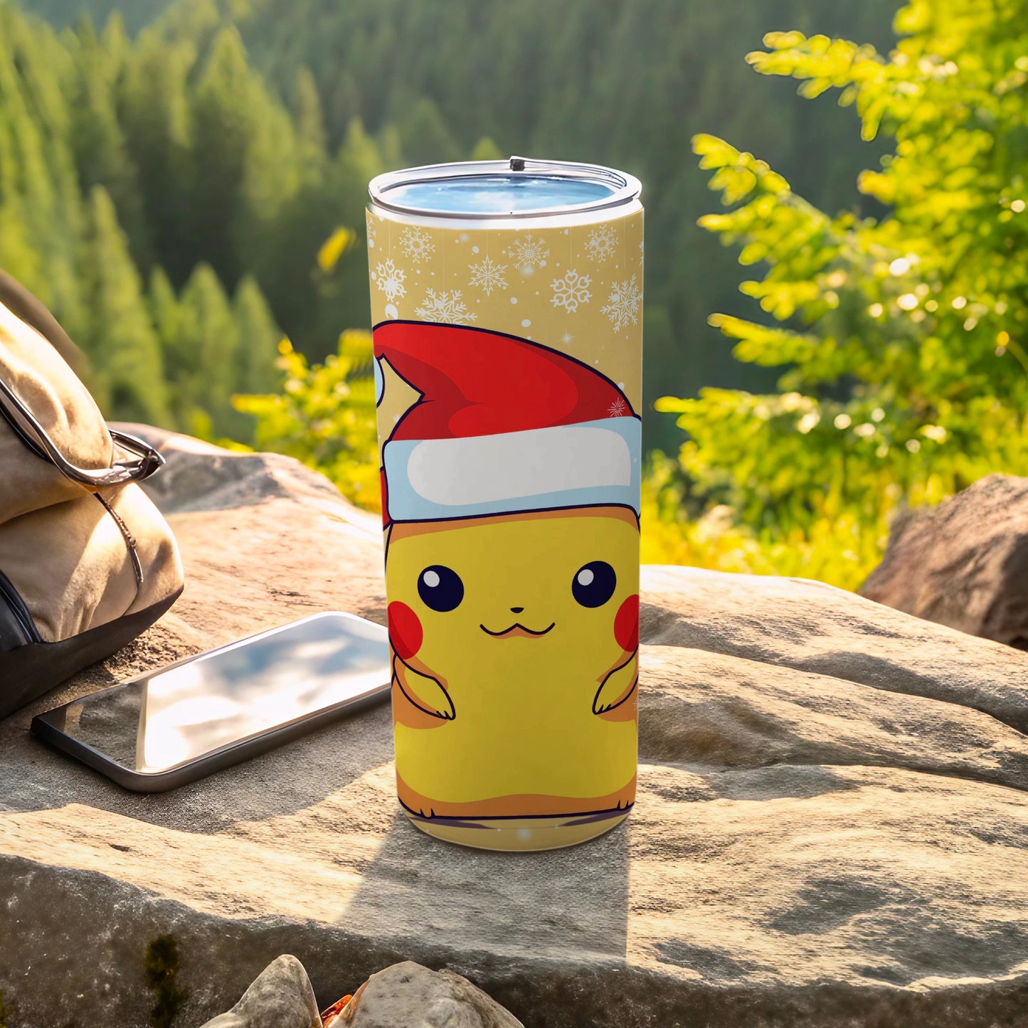 Pikachu Christmas Tumbler Cup with Santa Hat Design