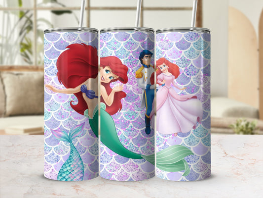 Ariel and Prince Eric Mermaid Theme Tumblers