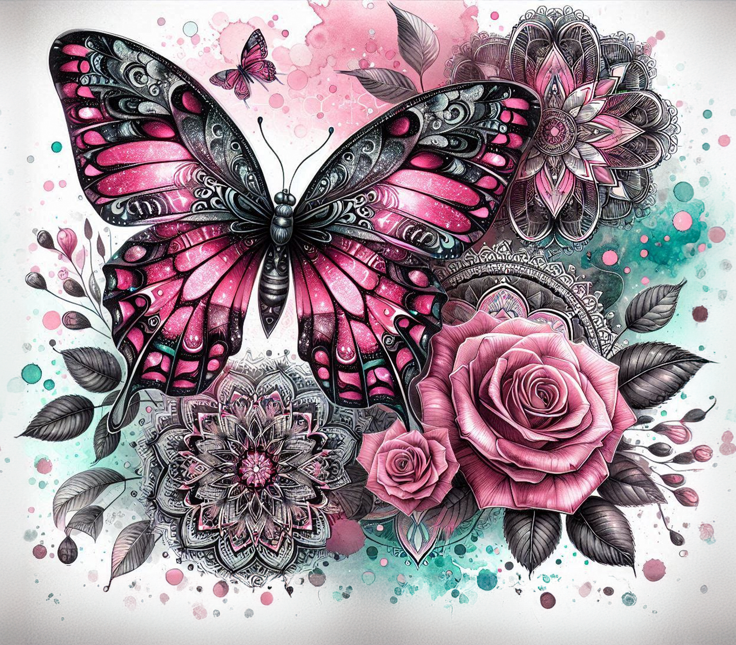 Pink flowers with roses