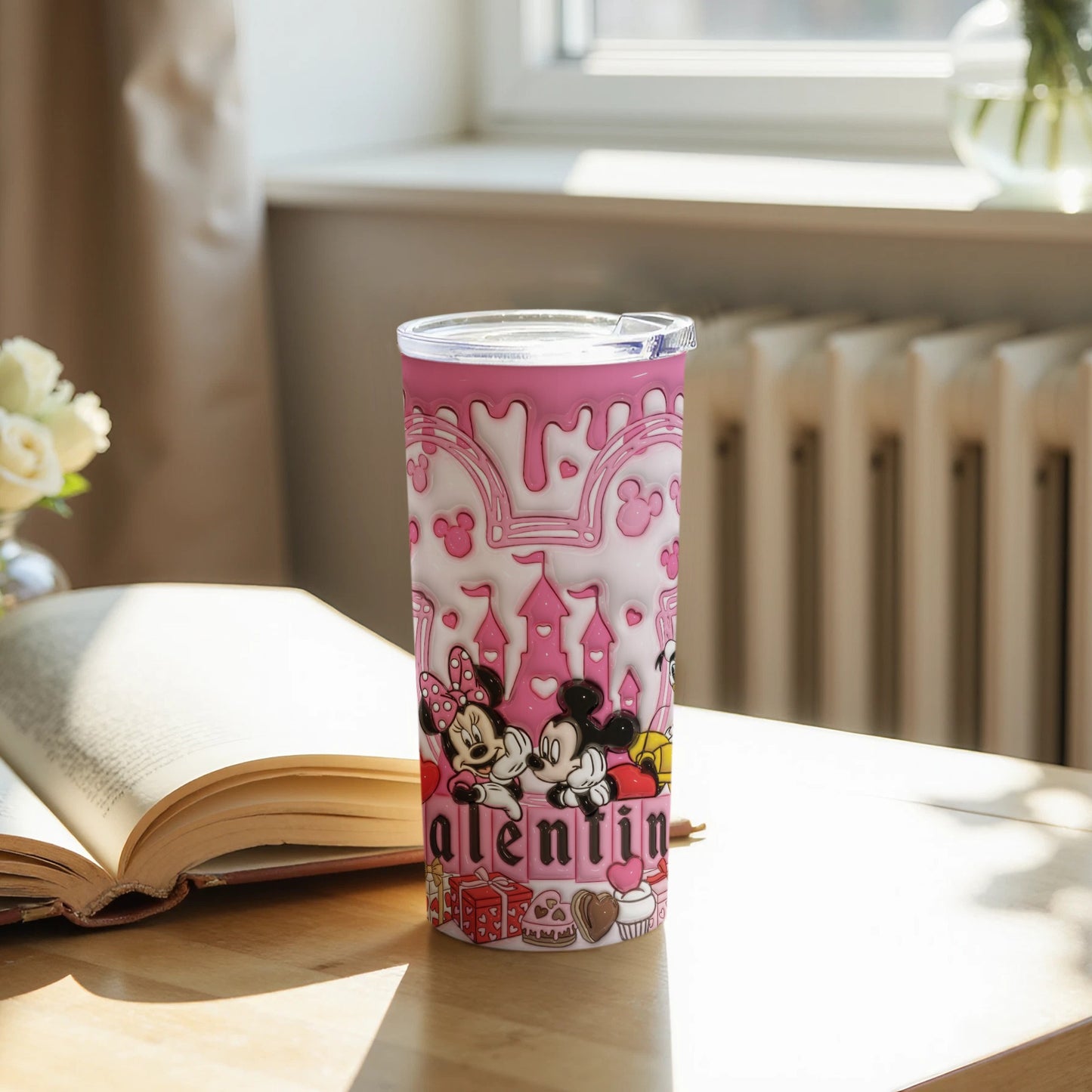 Cute Mickey and Minnie Mouse Valentine's Tumbler
