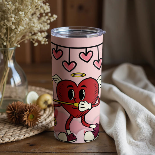 Cute Heart Character with Halo and Hearts Tumbler