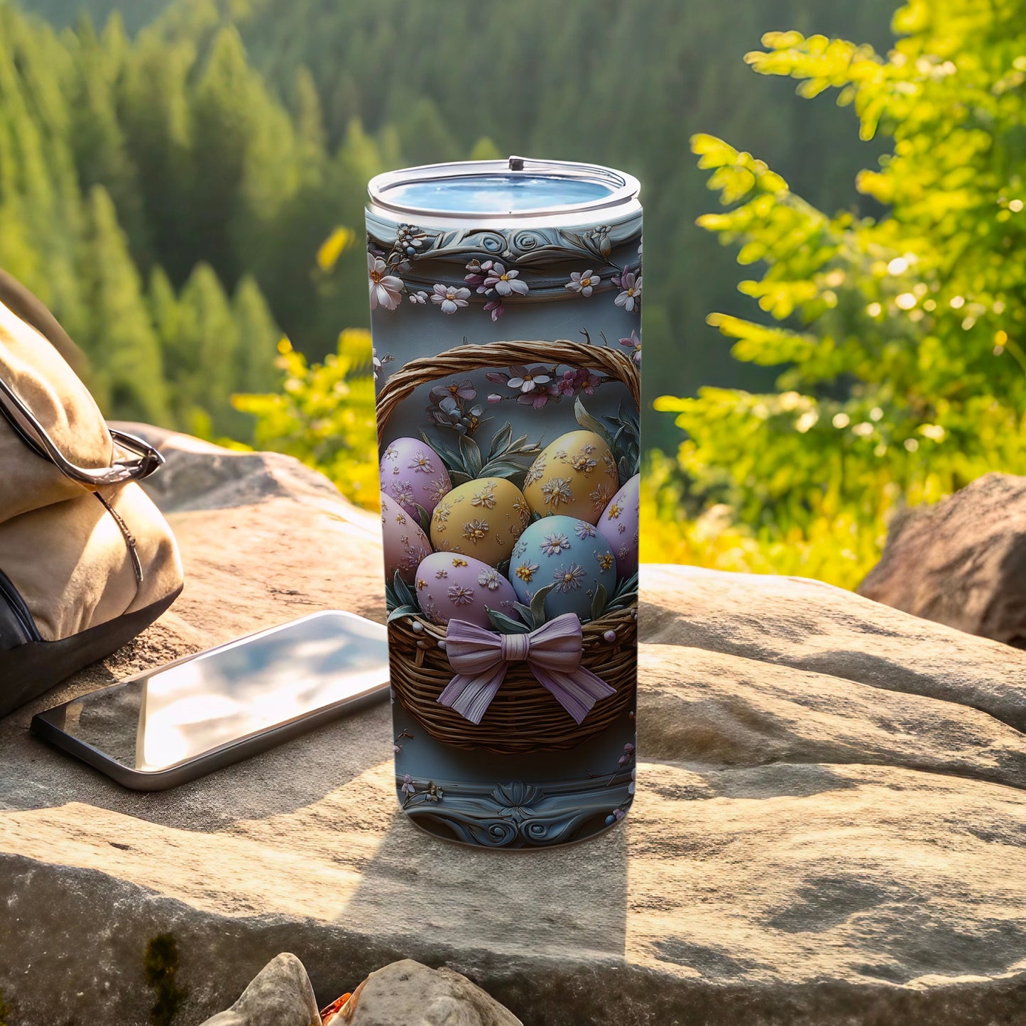 Decorative Easter Egg Basket Art Tumbler for Outdoor Use