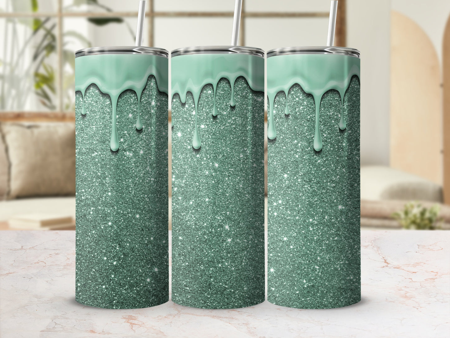 Sparkling Green Ombre Glitter Tumbler Product