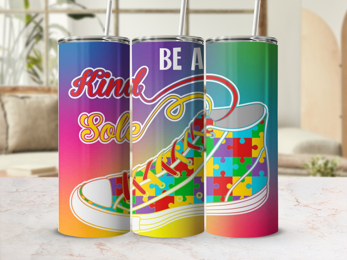 Kind Soul Be A Shoe Colorful Puzzle Design Tumbler