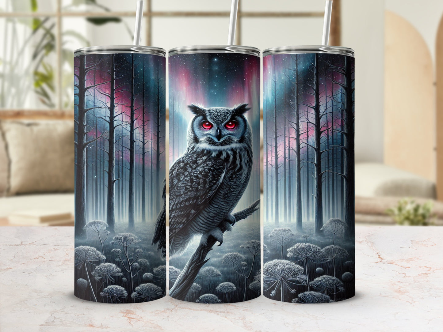Enchanting Owl and Mystical Forest Tumbler Product