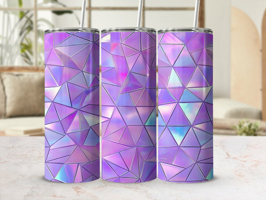 Abstract Purple And Blue Geometric Design On Tumblers