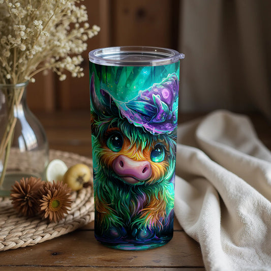 Colorful Highland Cow with Butterfly Tumbler