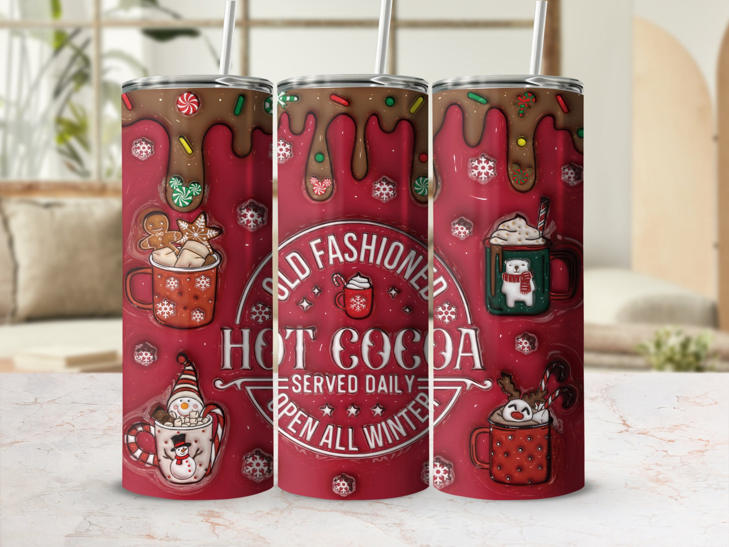 Old Fashioned Hot Cocoa Served Daily Winter Design Product