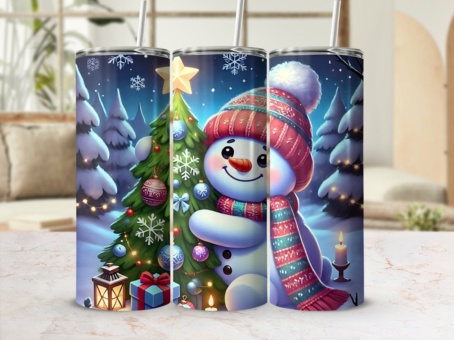 Christmas Snowman with Tree Tumbler Product
