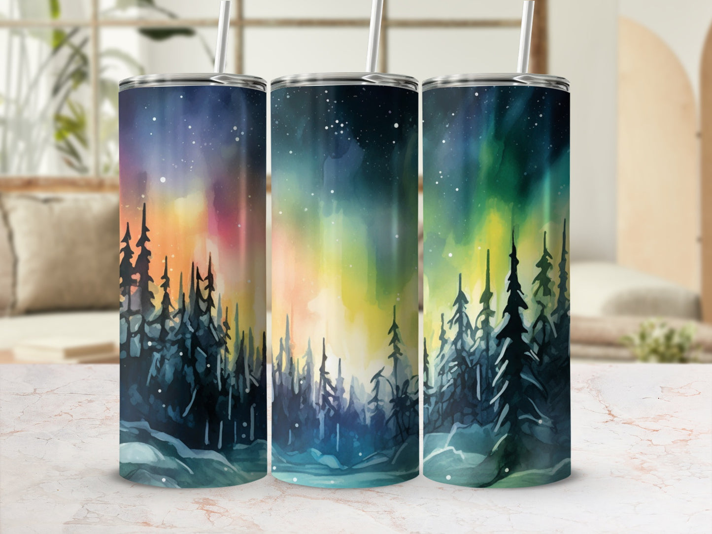 Northern Lights Forest Design Insulated Tumbler Product