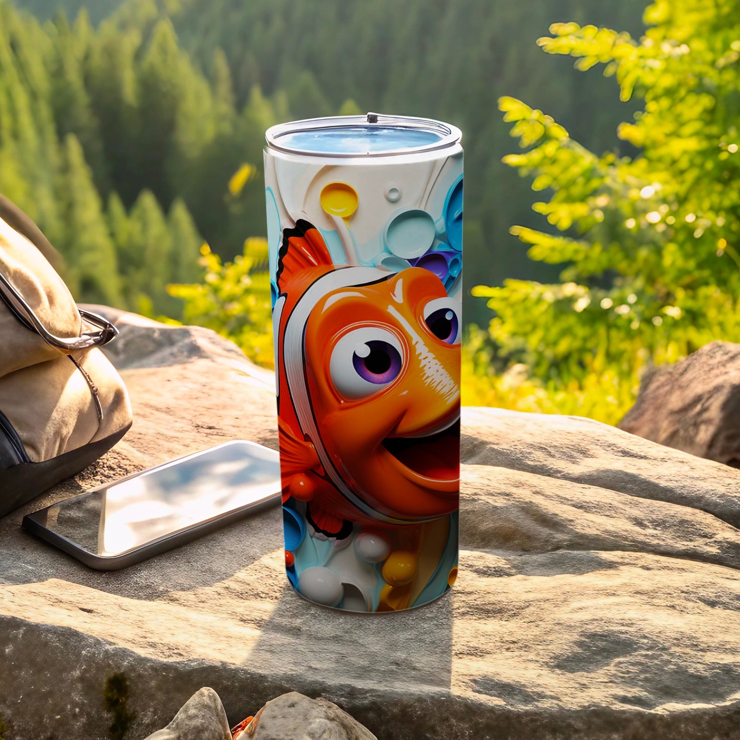 Vibrant Cartoon Fish Travel Tumbler With Straw Lid