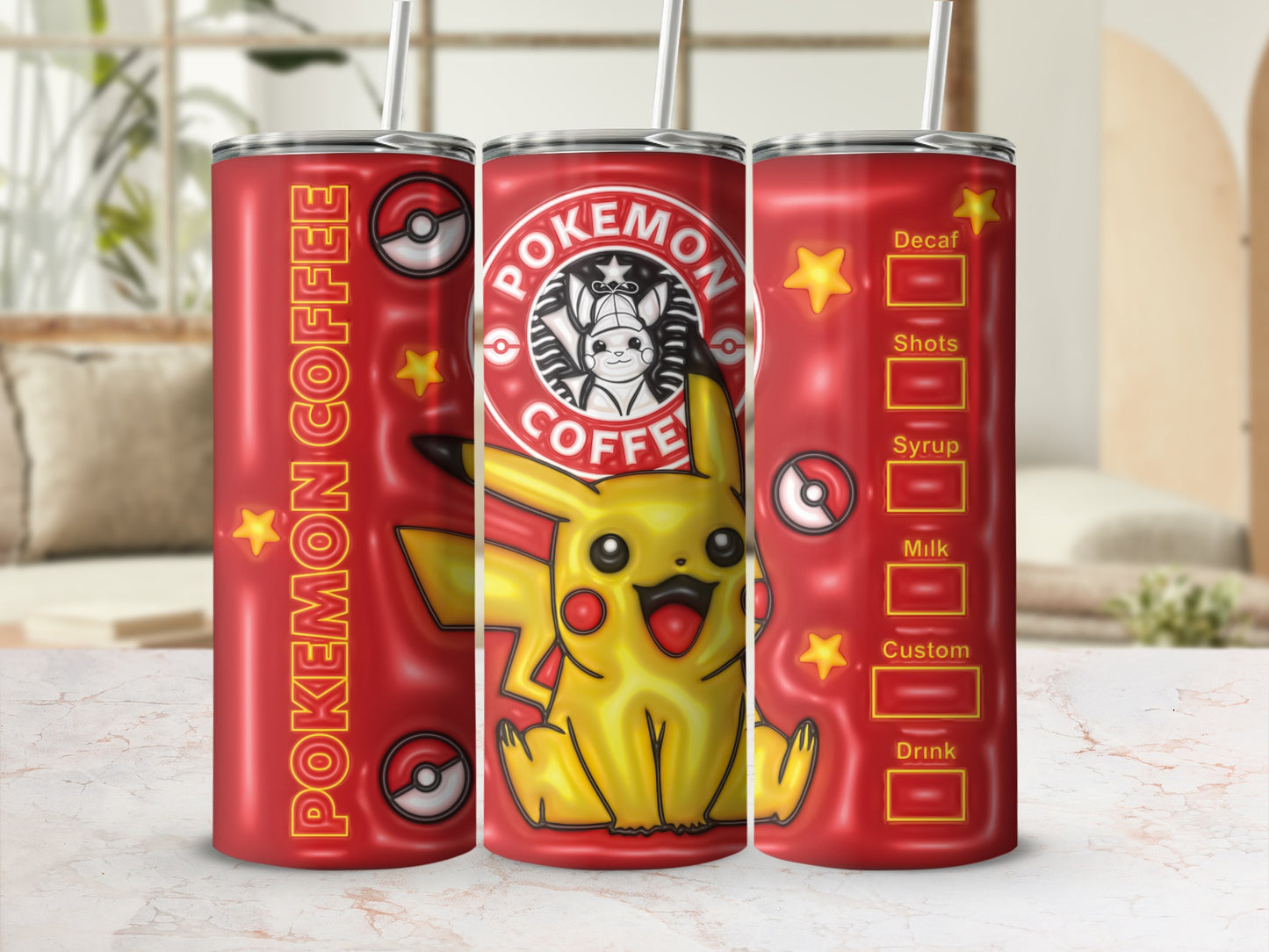 Pokemon Coffee Custom Drink Design Tumbler Cup