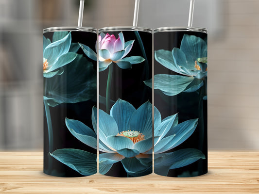 Aqua Pink Lotus Bloom Serene Floral Design Tumbler product type