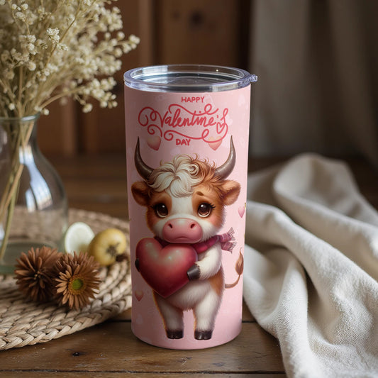 Happy Valentine s Day Cute Cow Tumbler Perfect Gift
