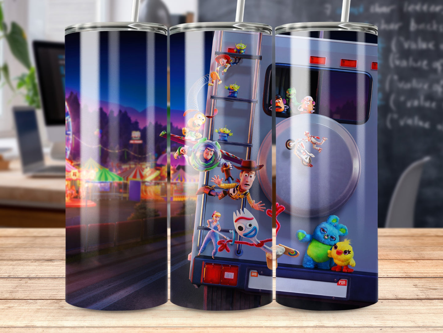 Toy Story 4 Characters On RV Exterior At Amusement Park Tumblers