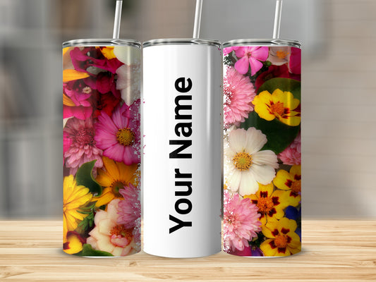 Personalized Floral Design Insulated Tumbler Cup
