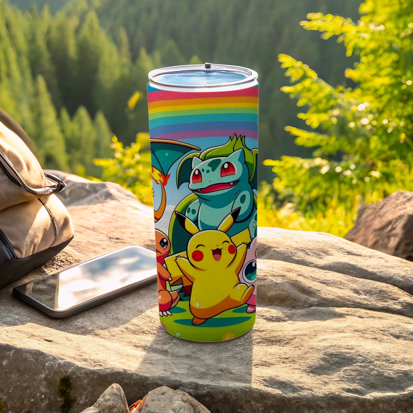Colorful Cartoon Characters Illustration Travel Mug