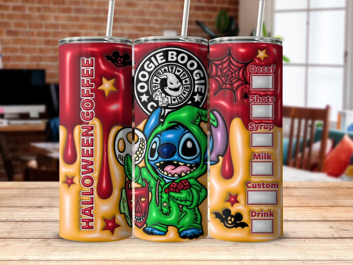 Halloween Coffee Themed Drink Can with Monster Character