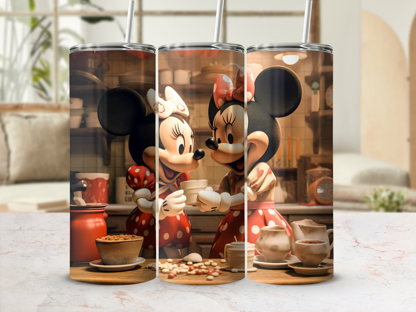 Cute Minnie Mouse Tumbler in Kitchen Theme Design