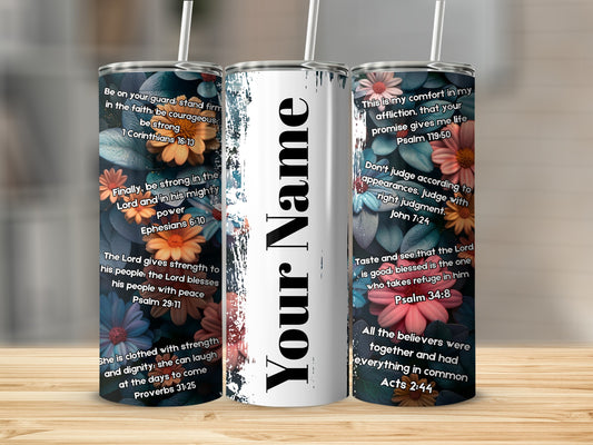 Faith-Inspired Personalized Floral Tumbler