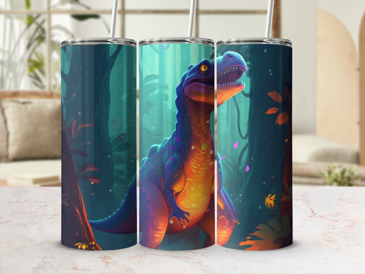 Colorful Dinosaur Design Stainless Steel Tumbler Cup