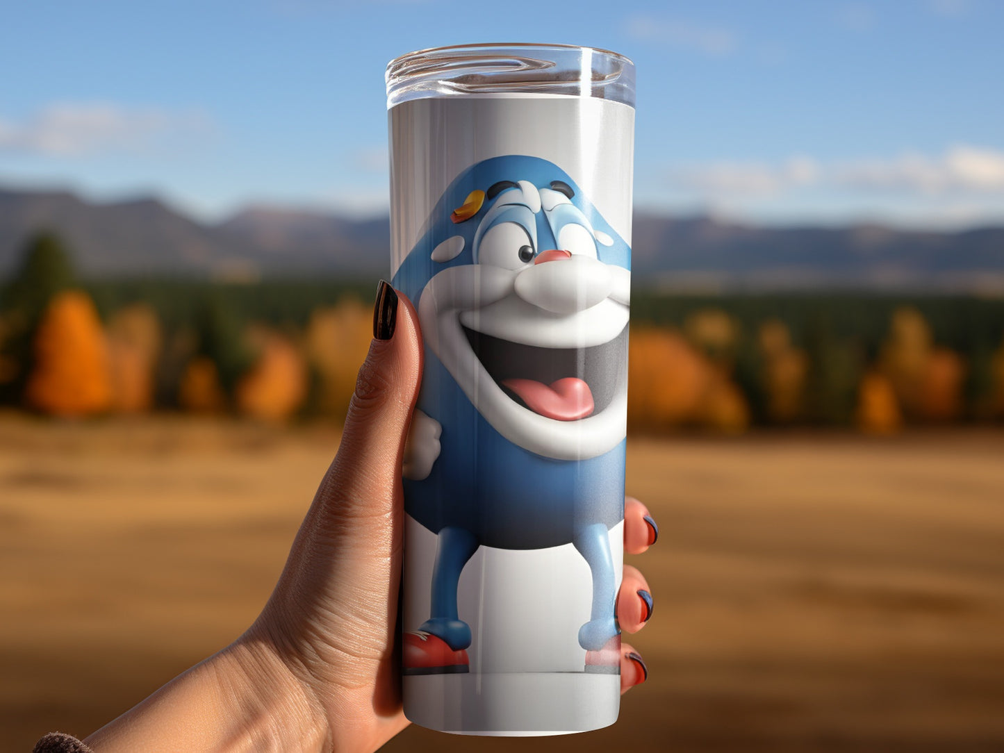 Fun Cartoon Blue Character Tall Tumbler