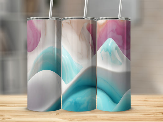 Abstract Pink Aqua Fluid Mountain Design Tumbler product type