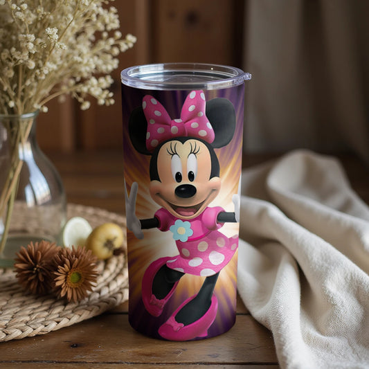 Minnie Mouse Tumbler with Pink Polka Dot Bow Design