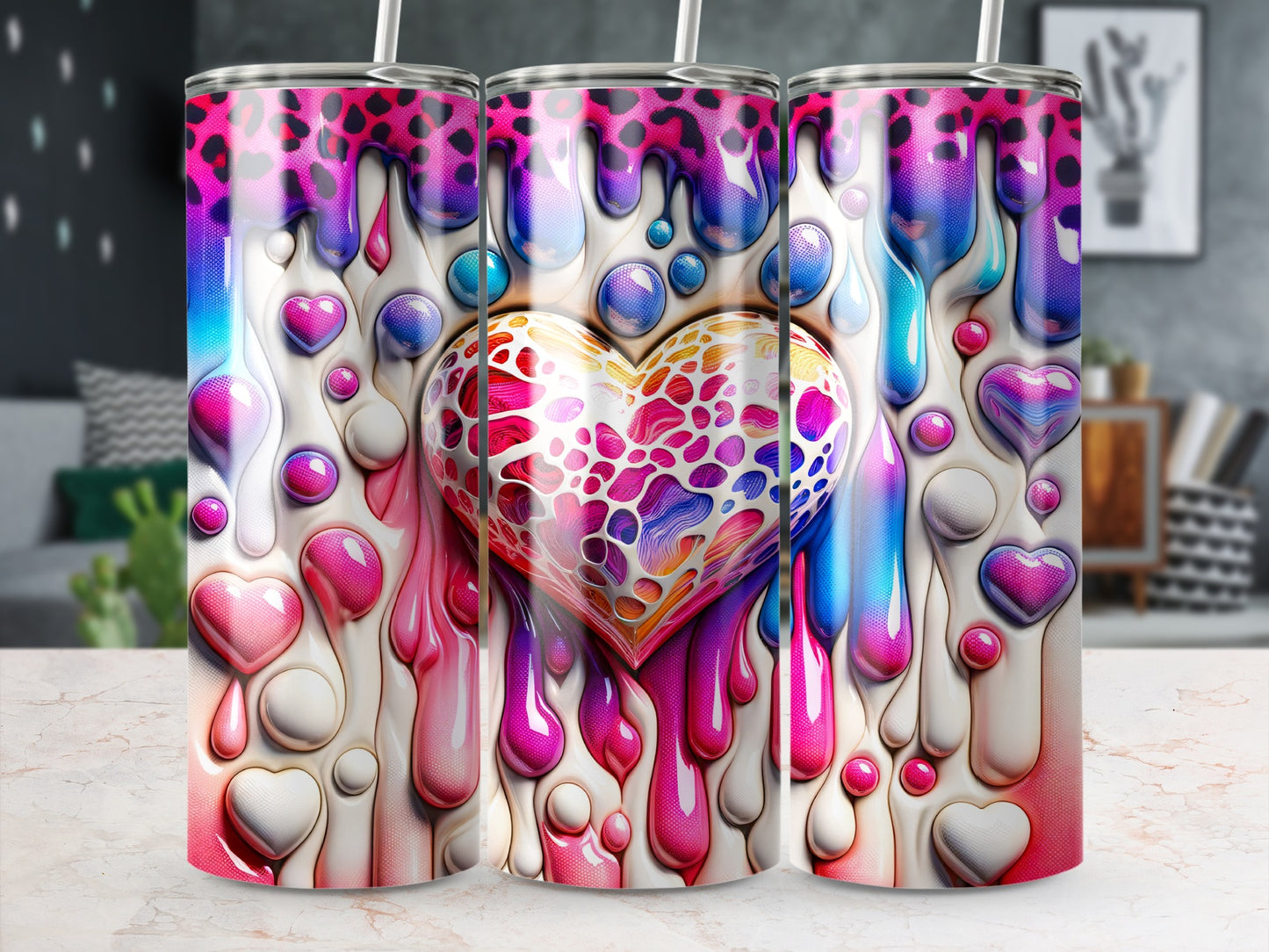 Valentine's Day! Colorful Hearts Dripping With Love Design Cute Tumblers