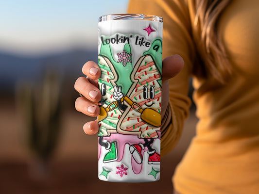 Festive Christmas Tree Cartoon Tumbler for Holidays