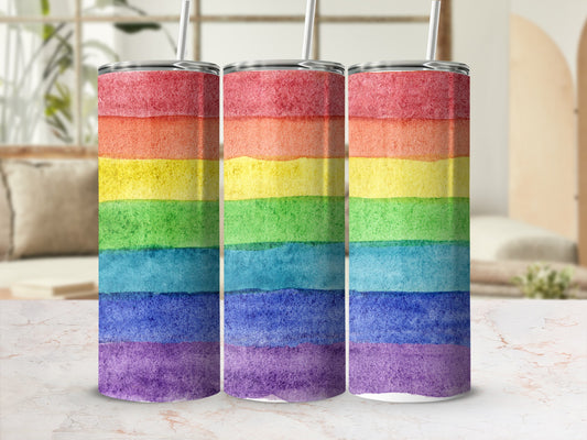 Rainbow Stripes Patterned Insulated Tumbler Product