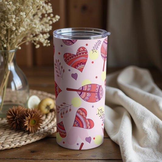Cute Heart Patterned Insulated Tumbler Cup
