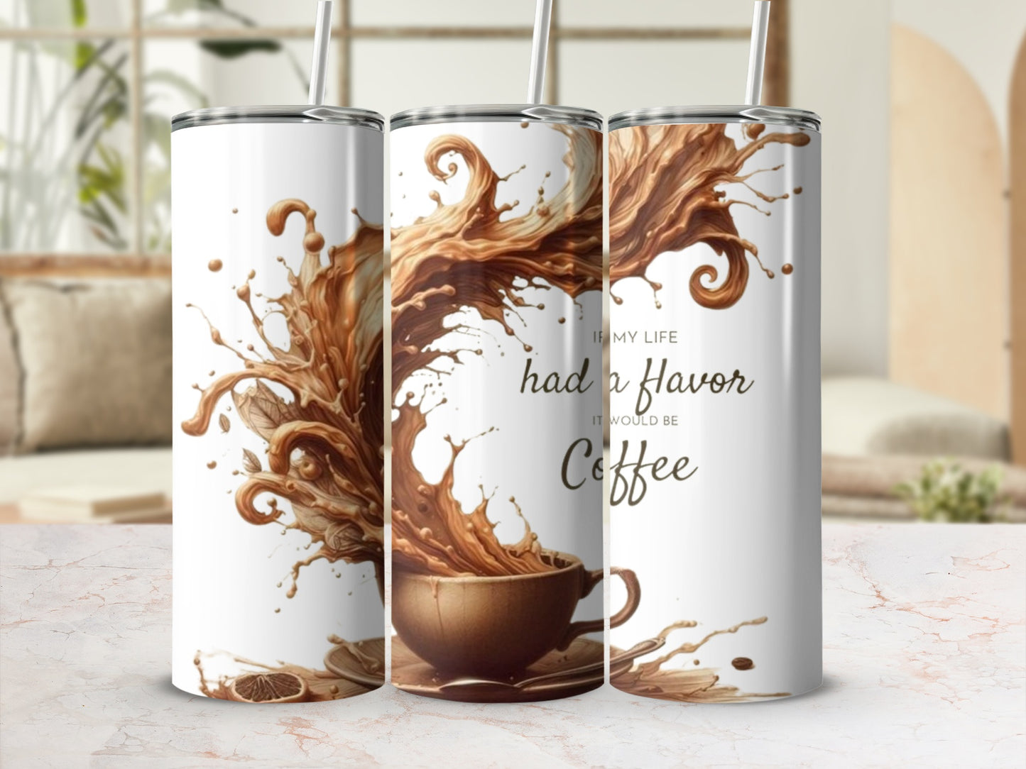 Coffee Splash Art Design Insulated Tumbler Travel Mug