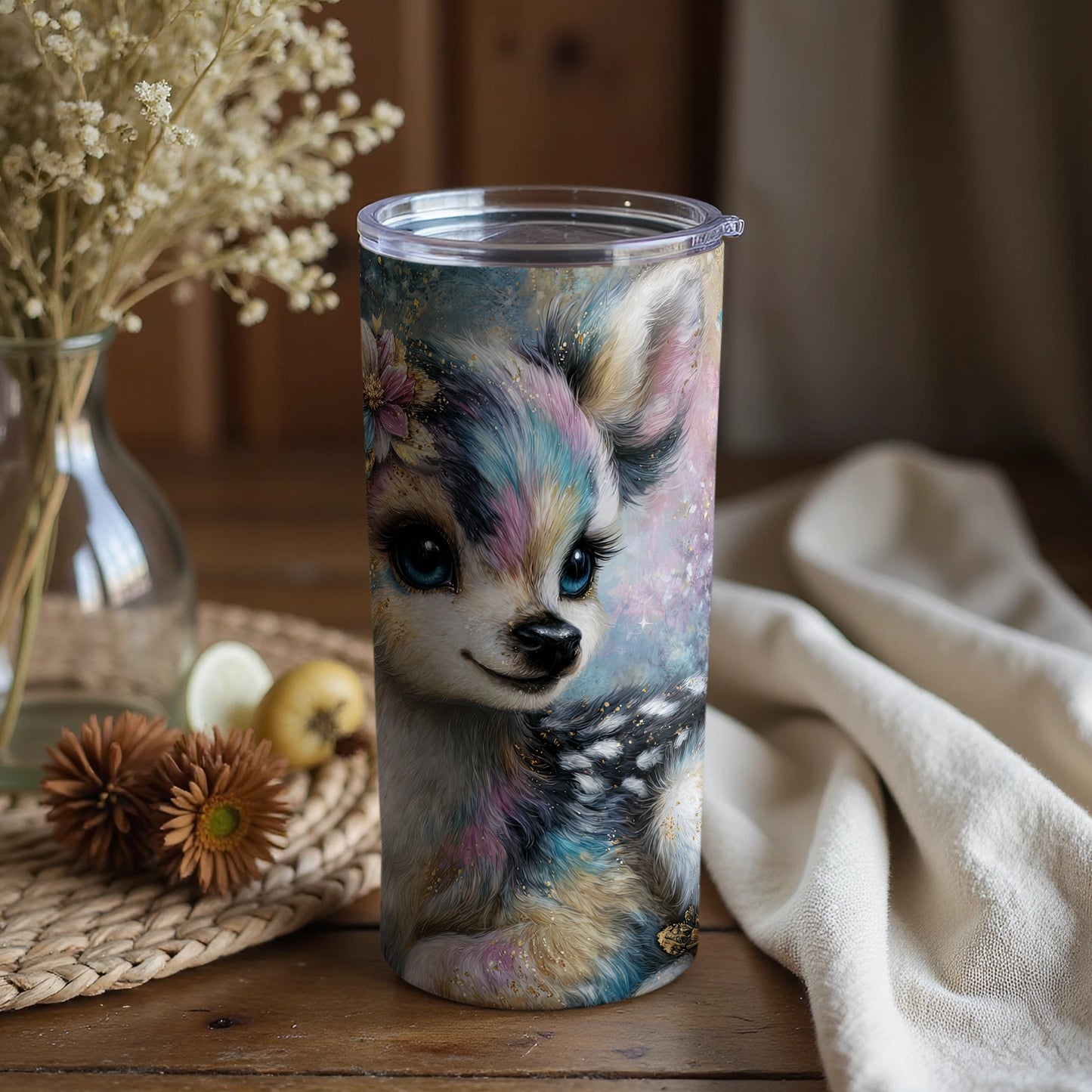 Fantasy Woodland Deer Art Insulated Tumbler Product