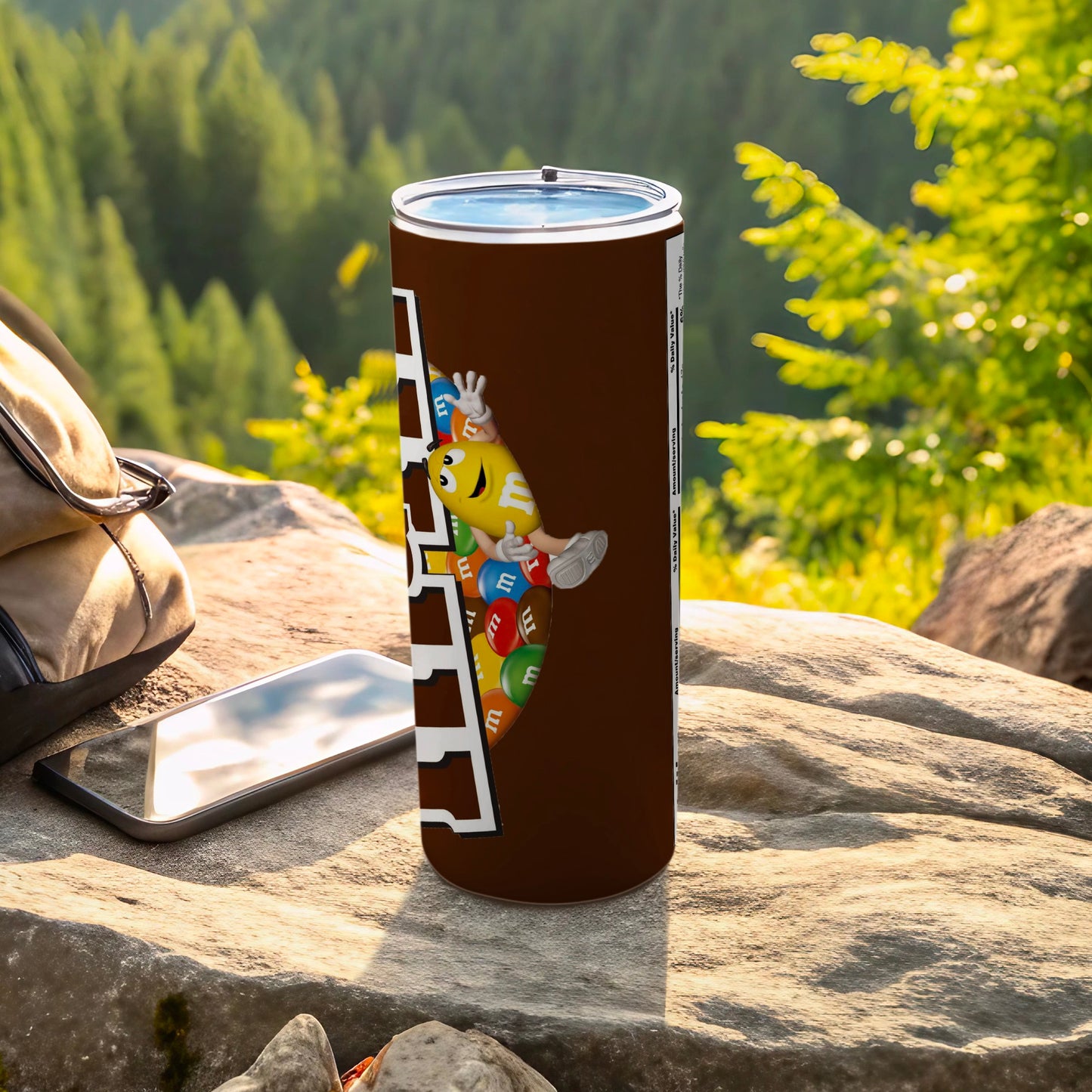 M&M Yellow Character Colorful M&Ms Brown Tumbler product type