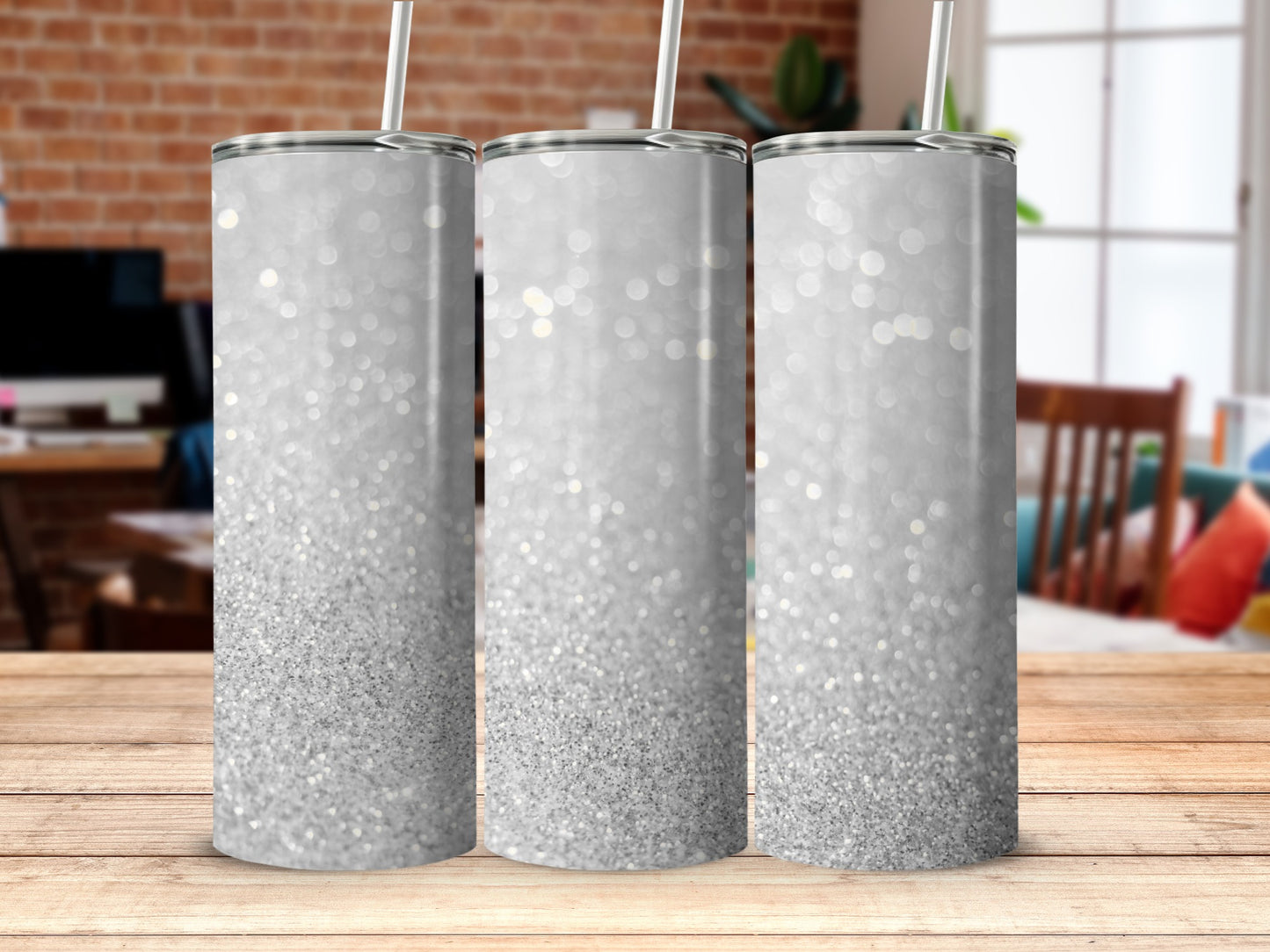 Sparkling Silver Glitter Tumbler for Stylish Beverages