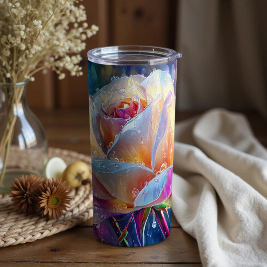 Vibrant Floral Fantasy Insulated Tumbler with Lid