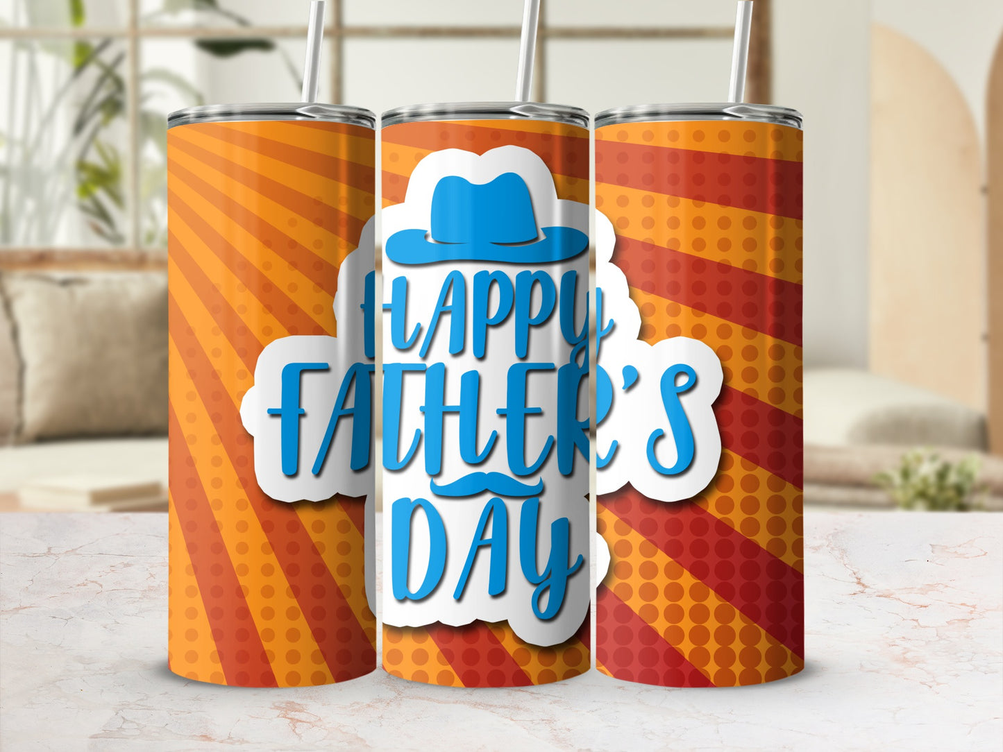 Happy Father's Day Orange and Red Tumbler Product
