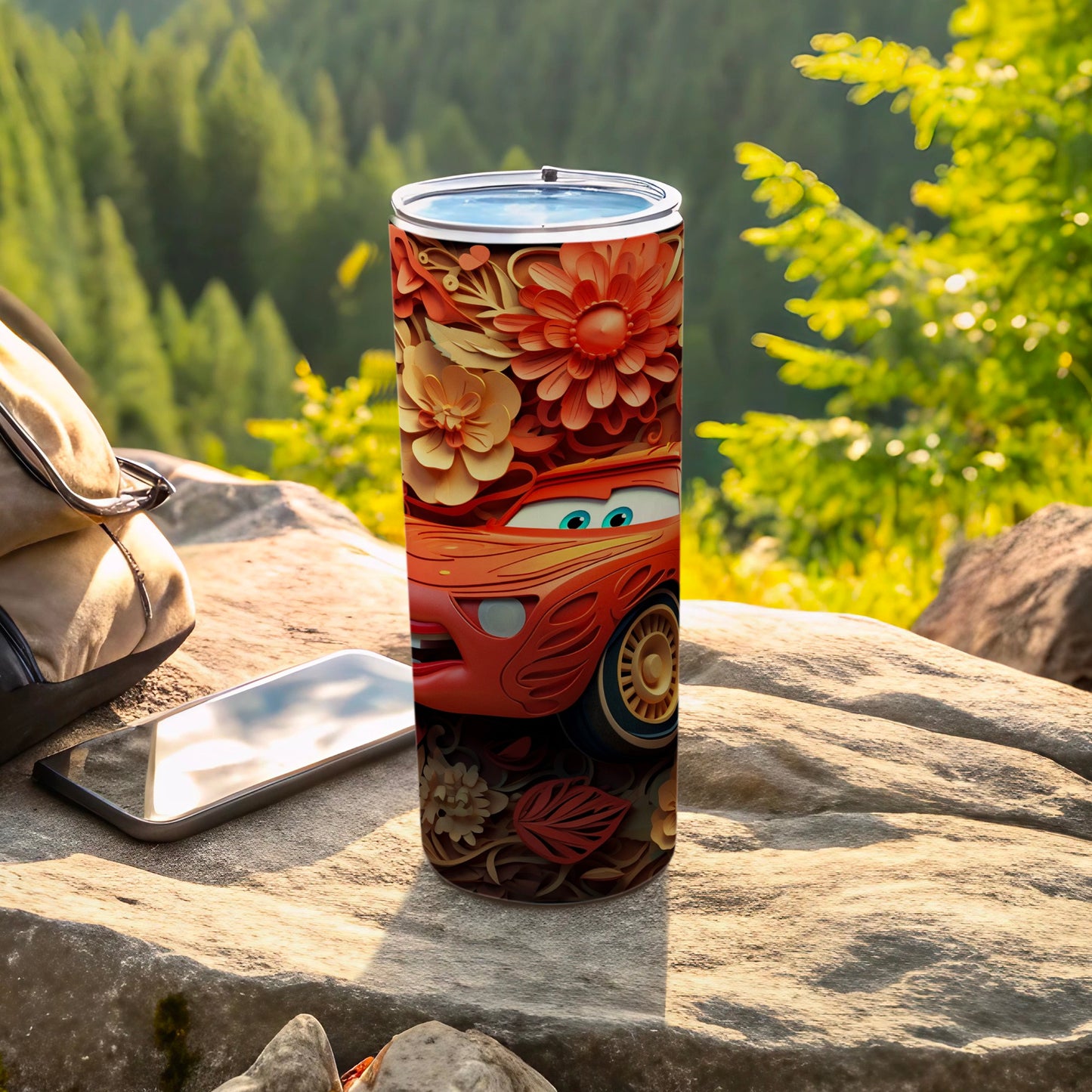 Vibrant Floral Car Design Insulated Travel Tumbler