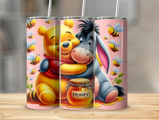 Cute Winnie the Pooh and Eeyore Bees Tumbler Cup