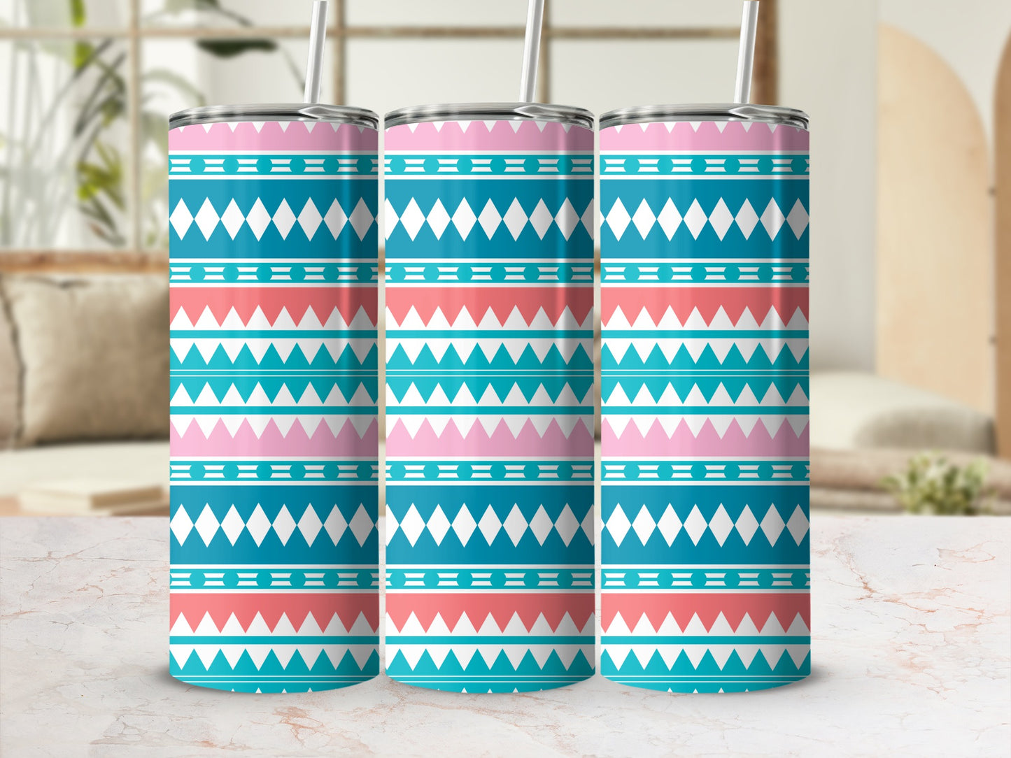 Colorful Geometric Pattern Insulated Tumbler Product