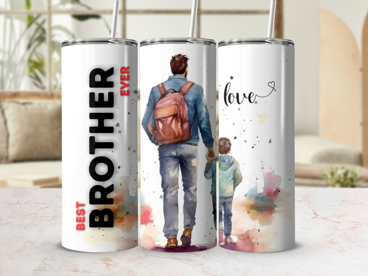 Best Brother Ever Love Family Art Tumbler Gift Cup