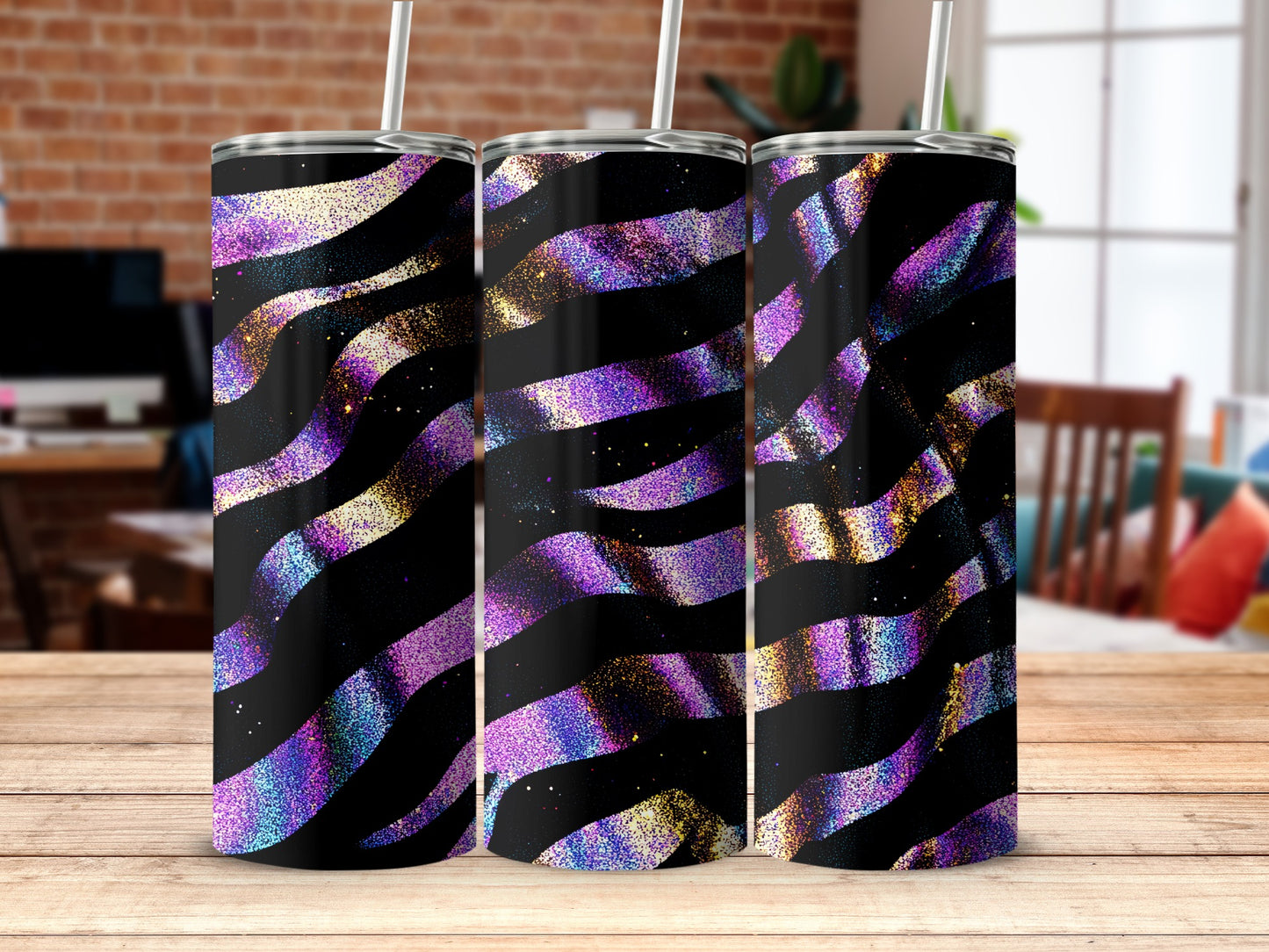 Sparkling Waves Pattern Colorful Tumbler Flask
