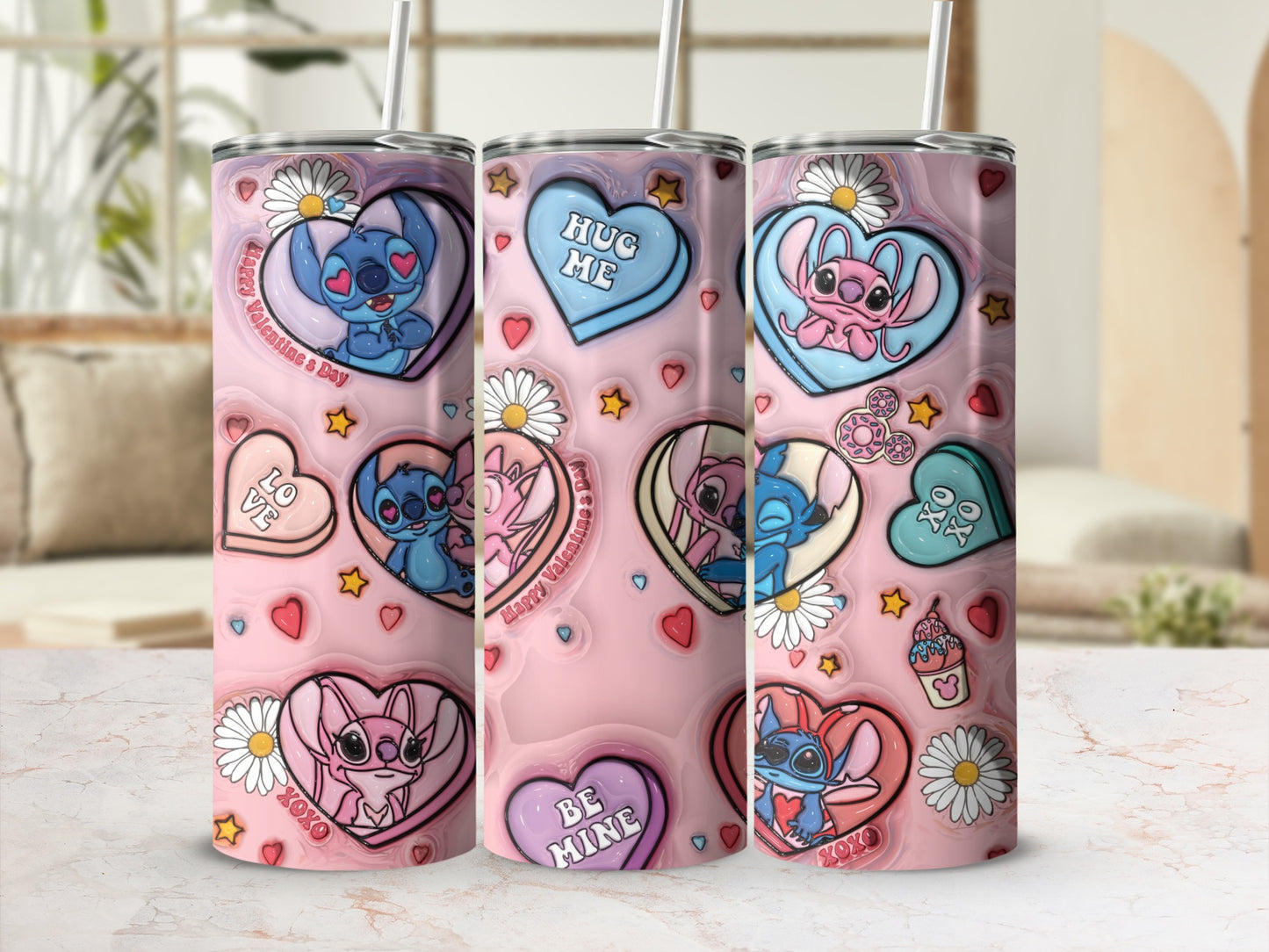 Cute Valentine's Day Themed Tumbler with Heart Designs