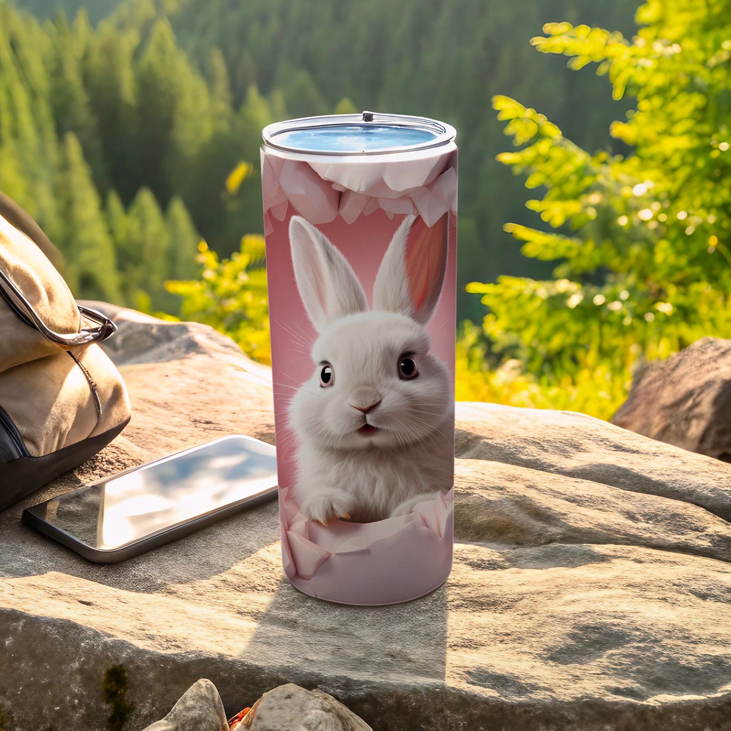 Adorable White Bunny Design Insulated Tumbler Product