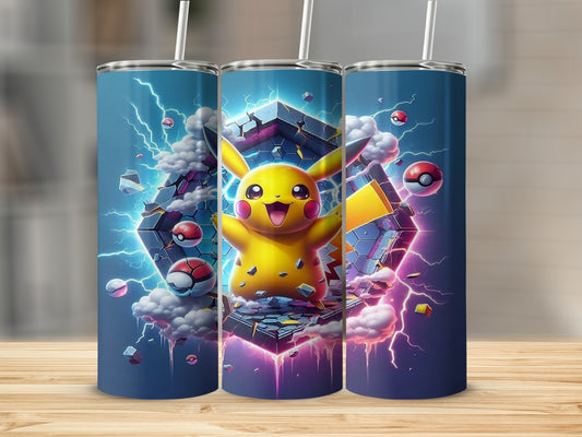 Electric Pikachu Design Stainless Steel Tumbler Cup