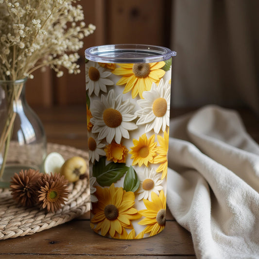 Bright and Cheerful Sunflower and Daisy Tumbler