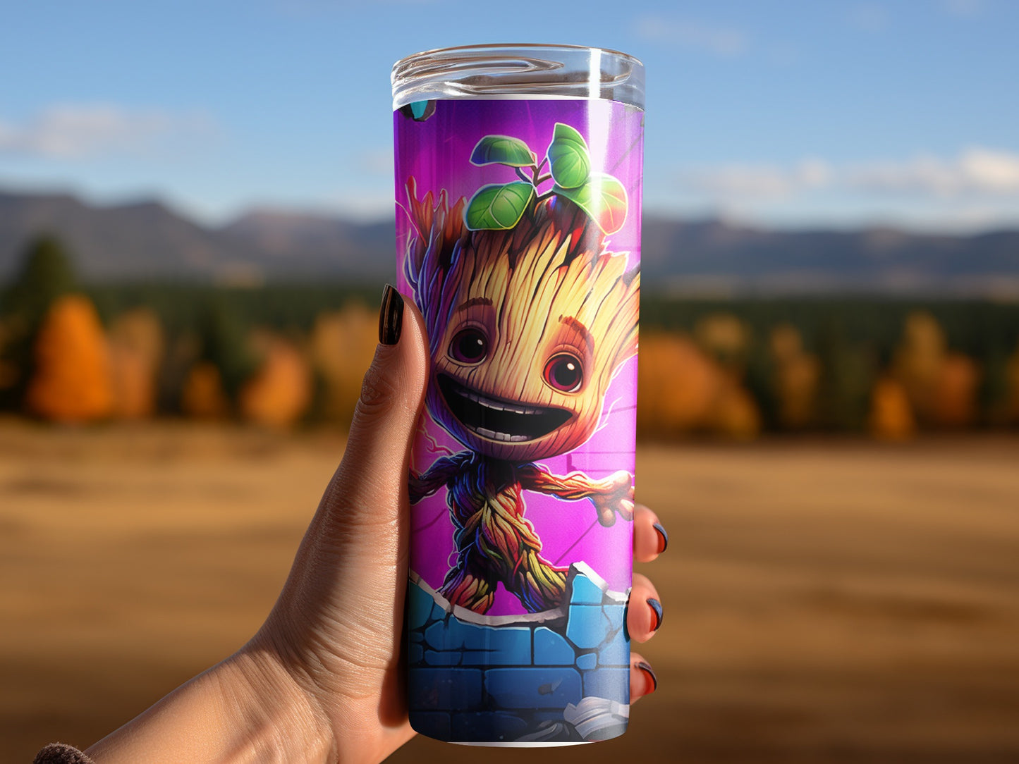 Cute Character Art Tumbler Cup with Colorful Design