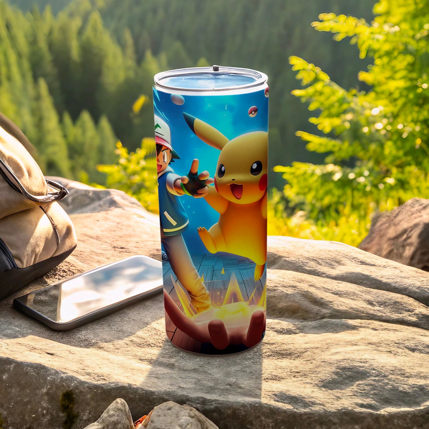 Pokemon Pikachu and Trainer Design Tumbler Cup