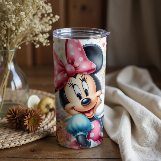 Cheerful Minnie Mouse Tumbler with Pink Bow Design